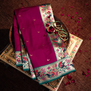 Paithani Saree with Chand Butti, Anmol Jari, and Thread Meenakari