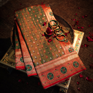 Jaal Katan Silk Saree with Meenakari Work