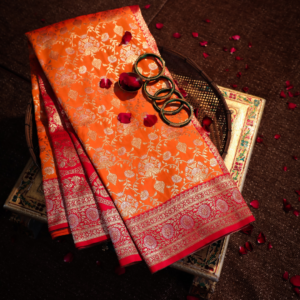 Jaal Katan Silk Saree with Silver Jari Meenakari