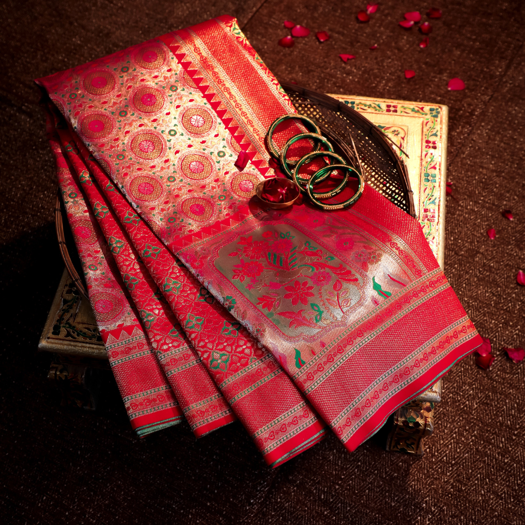 Traditional Dharmawaram Saree with Nylon Jari Work